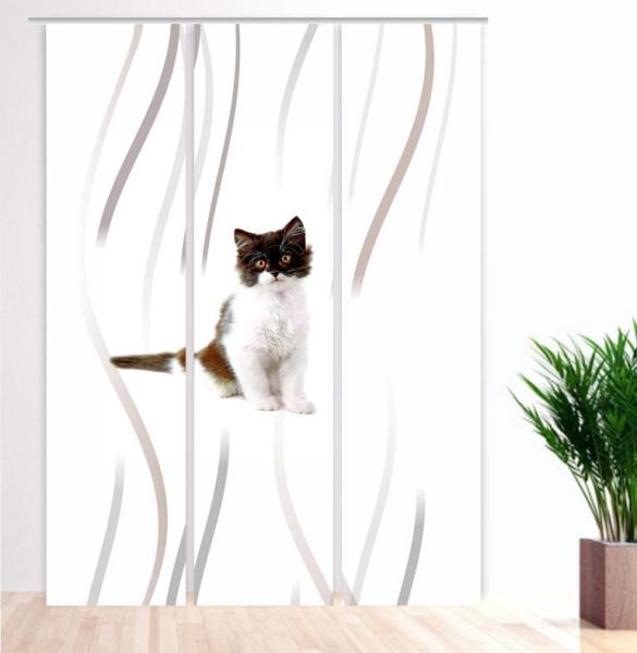 Felix Katzenbaby Flächenvorhang - 3teiliges Set Flächenvorhang 3er Set, Schiebegardine, Schiebegardinen, blickdicht, Flächenvorhang blickdicht, Schiebevorhang,